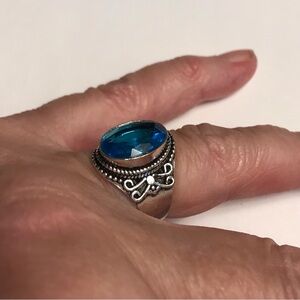 Blue Topaz Stamped 925 Sterling Silver Ring